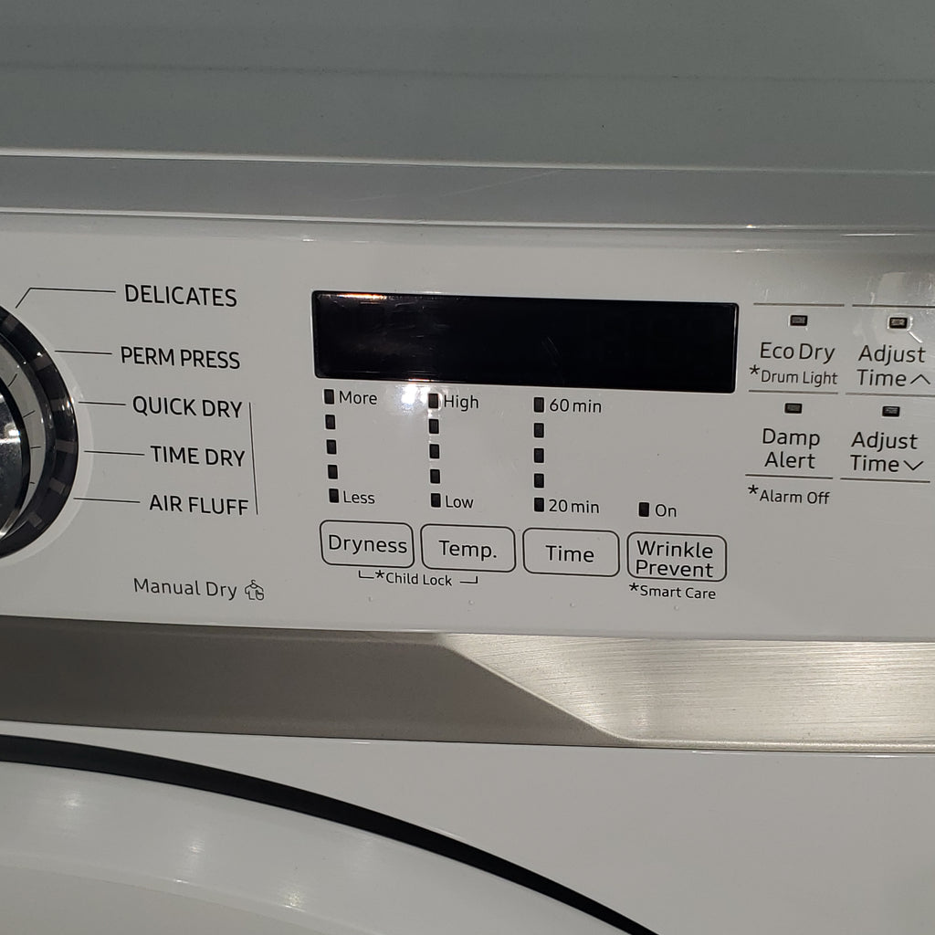 Pictures of White Samsung 7.5 cu. ft. Front Load Electric Dryer with Smart Care - Scratch and Dent - Minor - Neu Appliance Outlet - Discount Appliance Outlet in Austin, Tx