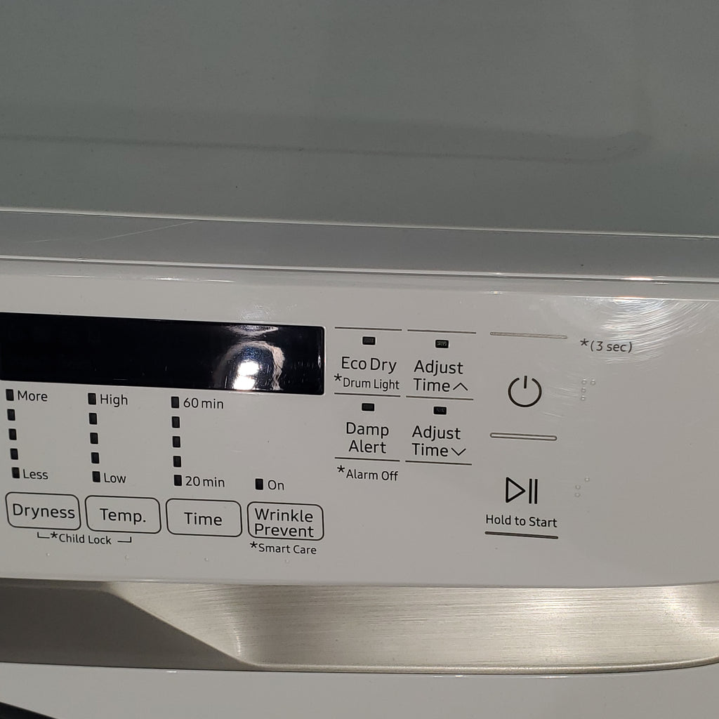 Pictures of White Samsung 7.5 cu. ft. Front Load Electric Dryer with Smart Care - Scratch and Dent - Minor - Neu Appliance Outlet - Discount Appliance Outlet in Austin, Tx