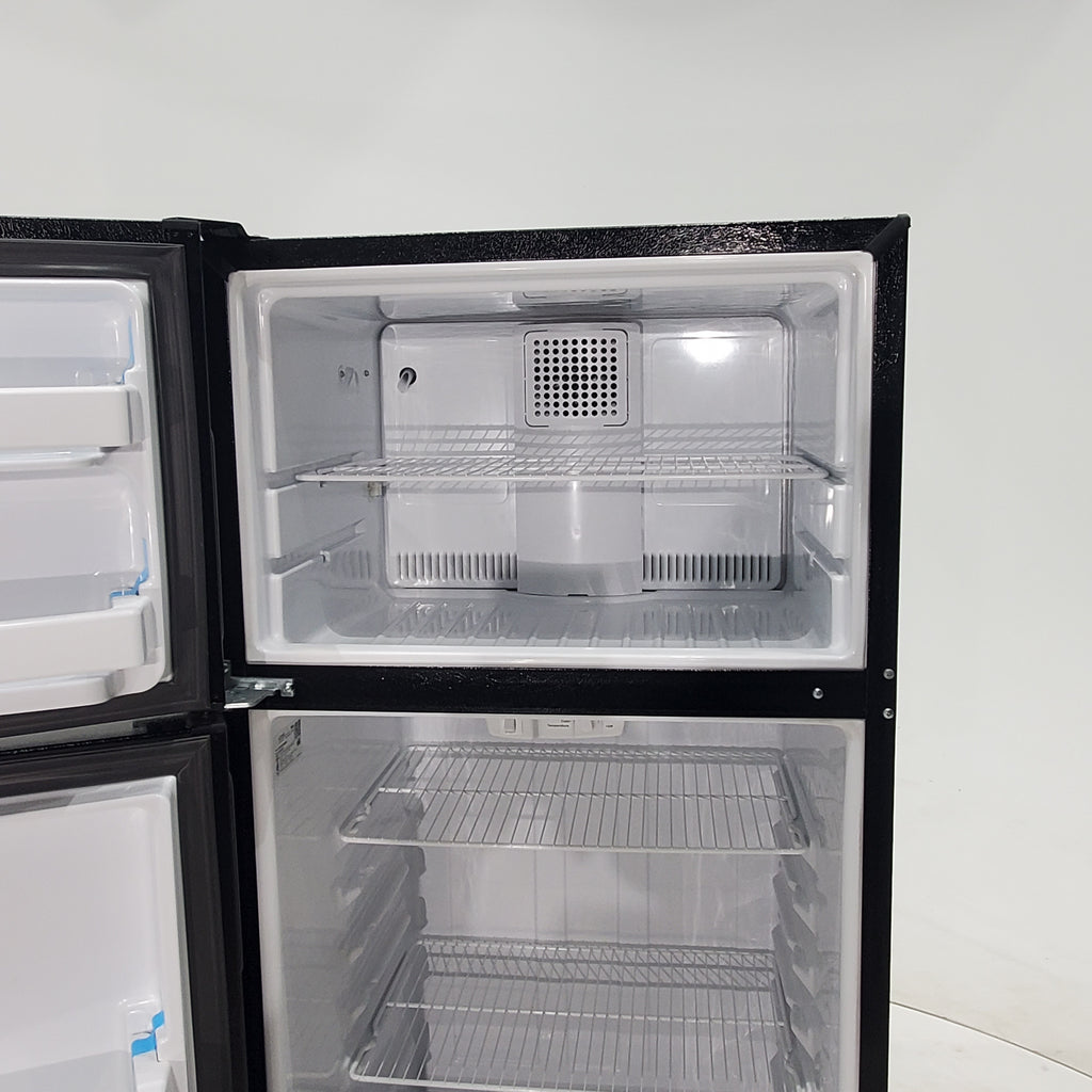 Pictures of 28" Wide Hotpoint Black 17.5 cu ft Top Freezer Bottom Refrigerator with Recessed Handle and Adjustable Shelves - Certified Refurbished - Neu Appliance Outlet - Discount Appliance Outlet in Austin, Tx