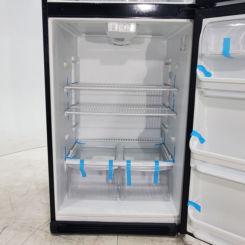 Pictures of 30" Wide Frigidaire 18 cu ft Black Top Freezer and Bottom Refrigerator with Store-More Humidity Controlled Crisper Drawers - Certified Refurbished - Neu Appliance Outlet - Discount Appliance Outlet in Austin, Tx