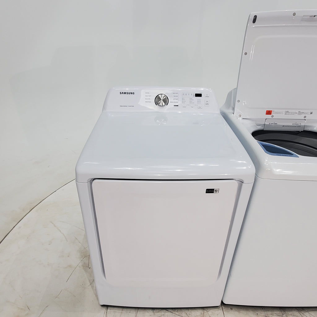 Pictures of Samsung White Top Load Diamond Drum 4.0 cu ft Washing Machine with 8 Wash Cycles and 7.2 cu. ft. Electric Dryer with Sensor Dry in White - Scratch & Dent - Minor /  Moderate - Neu Appliance Outlet - Discount Appliance Outlet in Austin, Tx