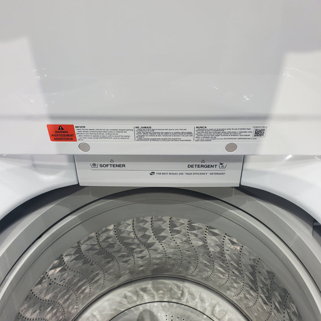 Pictures of Samsung White Top Load Diamond Drum 4.0 cu ft Washing Machine with 8 Wash Cycles and 7.2 cu. ft. Electric Dryer with Sensor Dry in White - Scratch & Dent - Minor /  Moderate - Neu Appliance Outlet - Discount Appliance Outlet in Austin, Tx