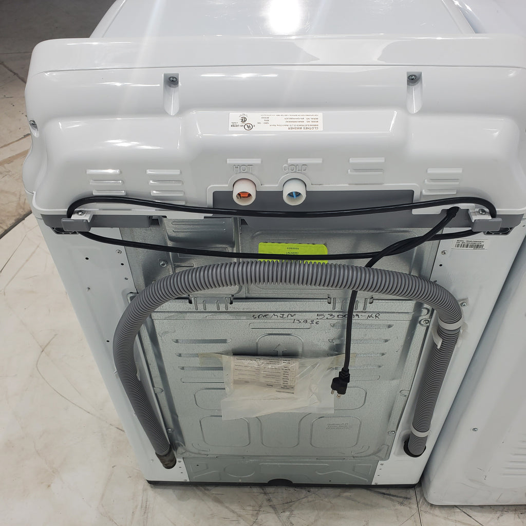 Pictures of Samsung White Top Load Diamond Drum 4.0 cu ft Washing Machine with 8 Wash Cycles and 7.2 cu. ft. Electric Dryer with Sensor Dry in White - Scratch & Dent - Minor /  Moderate - Neu Appliance Outlet - Discount Appliance Outlet in Austin, Tx