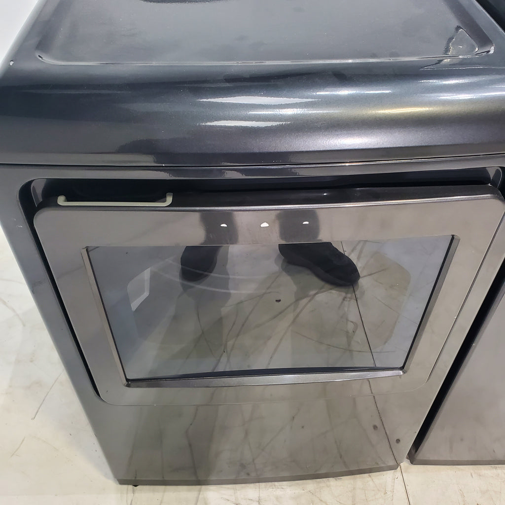 Pictures of Diamond Gray ENERGY STAR GE 5.0 cu. ft. Top Load Washing Machine with Water Station and ENERGY STAR GE 7.4 cu. ft. Steam Electric Dryer with My Cycle - Certified Refurbished - Neu Appliance Outlet - Discount Appliance Outlet in Austin, Tx