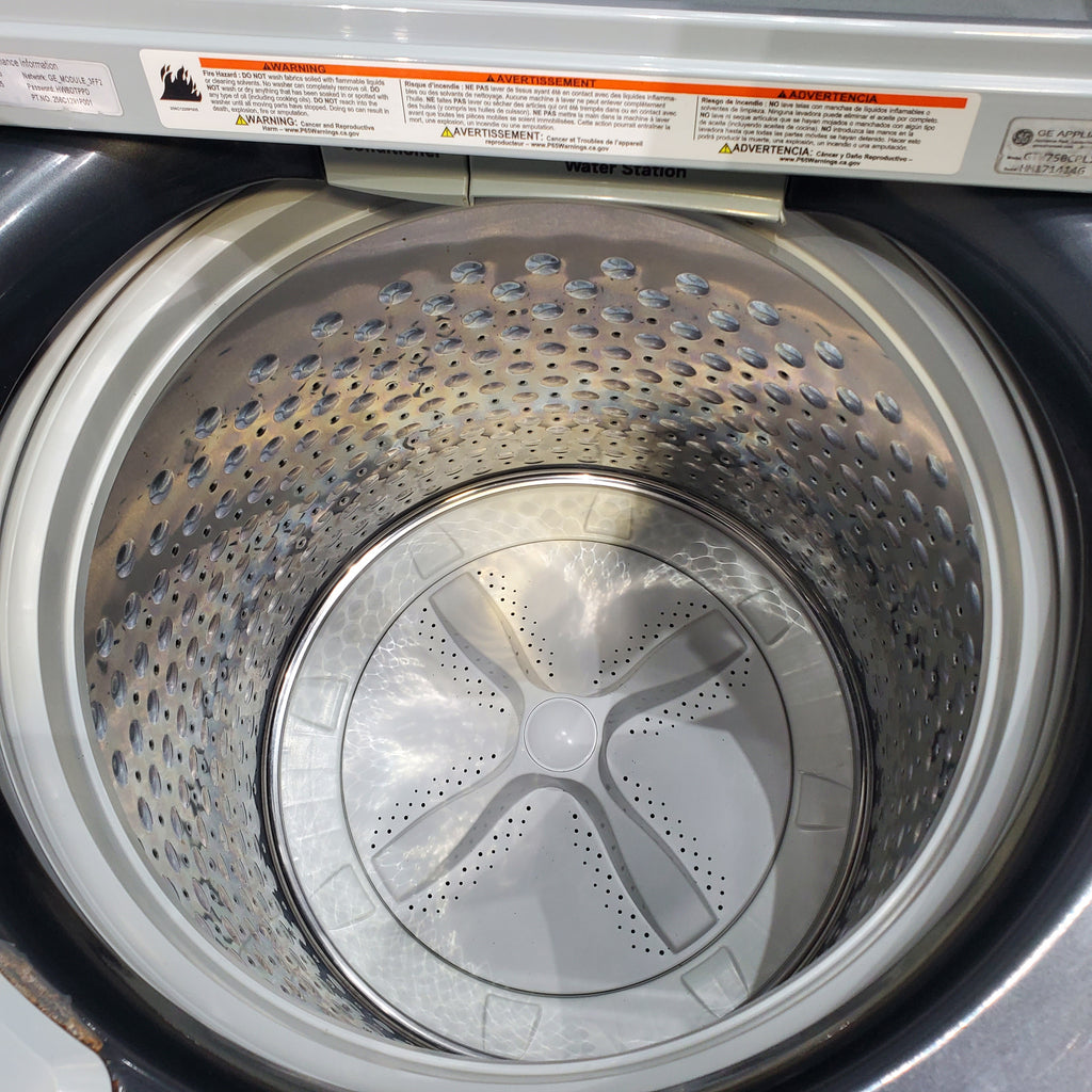 Pictures of Diamond Gray ENERGY STAR GE 5.0 cu. ft. Top Load Washing Machine with Water Station and ENERGY STAR GE 7.4 cu. ft. Steam Electric Dryer with My Cycle - Certified Refurbished - Neu Appliance Outlet - Discount Appliance Outlet in Austin, Tx