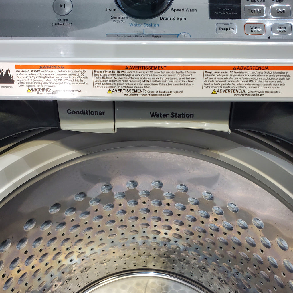 Pictures of Diamond Gray ENERGY STAR GE 5.0 cu. ft. Top Load Washing Machine with Water Station and ENERGY STAR GE 7.4 cu. ft. Steam Electric Dryer with My Cycle - Certified Refurbished - Neu Appliance Outlet - Discount Appliance Outlet in Austin, Tx