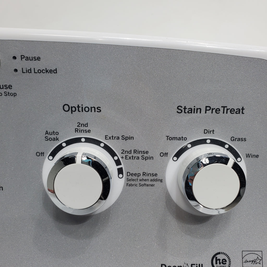 Pictures of ENERGY STAR GE. 4.2 cu. ft. Top Load Washing Machine with Stain Removal Guide and HE GE 7.2 cu. ft. Electric Dryer with HE Sensor Dry - Certified Refurbished - Neu Appliance Outlet - Discount Appliance Outlet in Austin, Tx