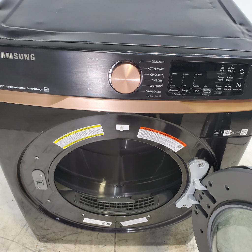 Pictures of Brushed Black ENERGY STAR Samsung 7.5 cu. ft. Frontload Electric Dryer with Steam - Scratch & Dent - Major - Neu Appliance Outlet - Discount Appliance Outlet in Austin, Tx