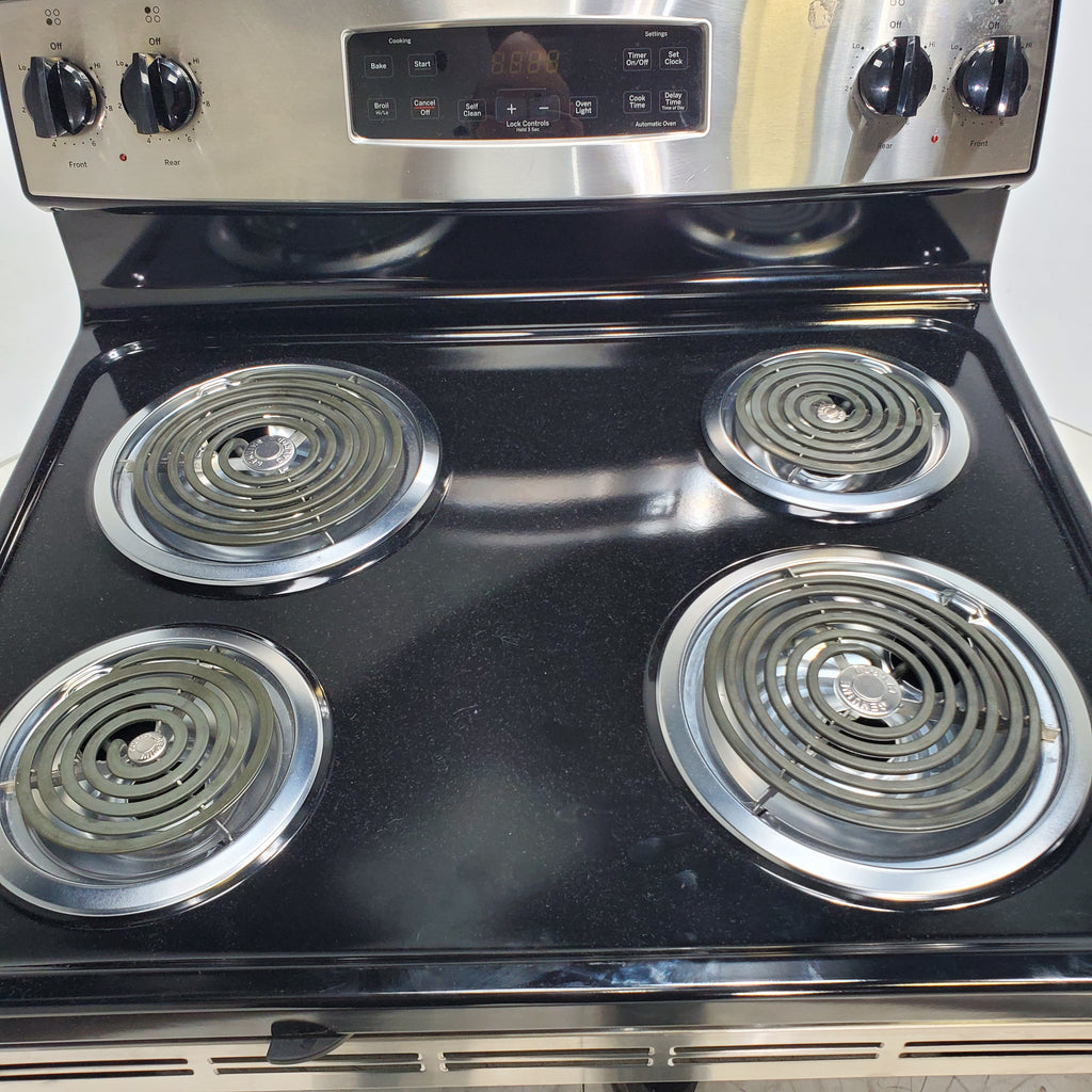 Pictures of GE Statinless Steel 30 inch 4 Elements 5.3-cu ft Self-Cleaning Freestanding Electric Range - Certified Refurbished - Neu Appliance Outlet - Discount Appliance Outlet in Austin, Tx