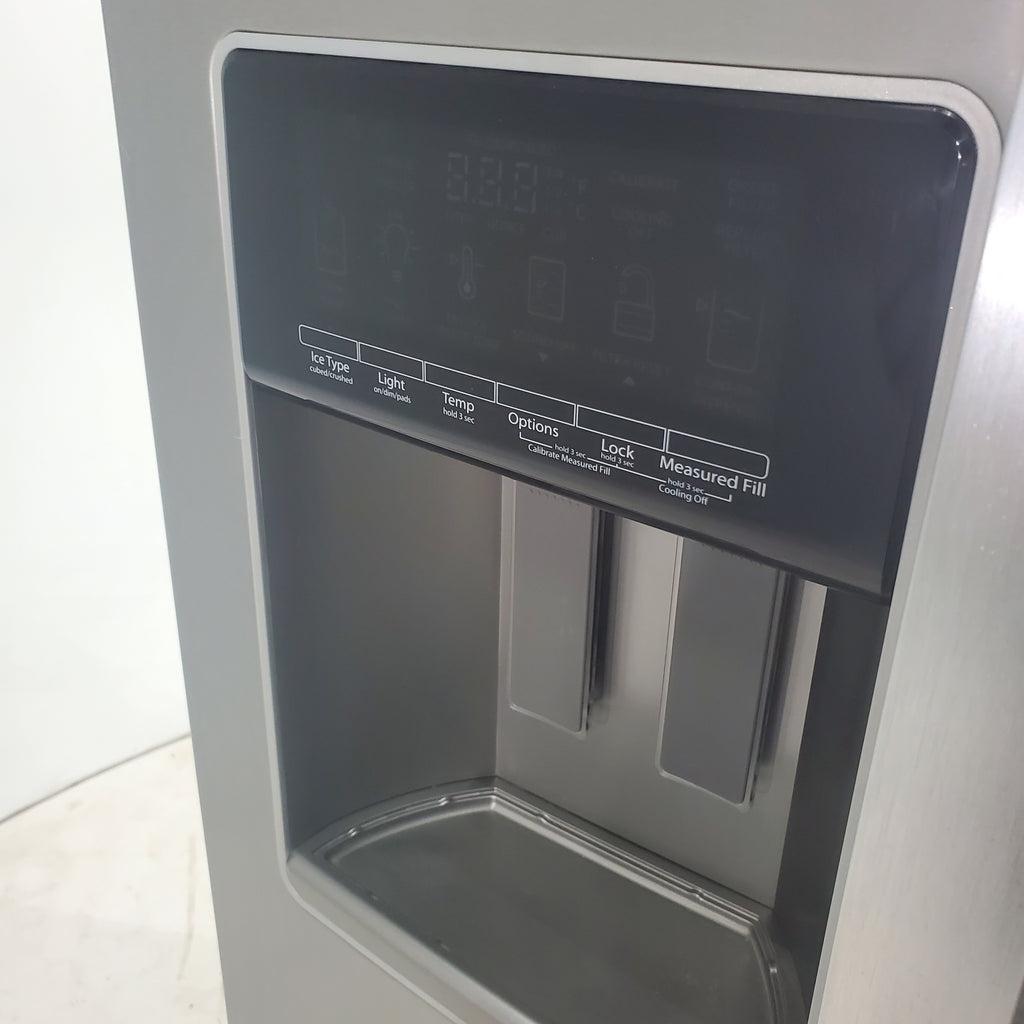 Pictures of Counter Depth Fingerprint-Resistant Stainless Steel Whirlpool 20.6 cu. ft. Side by Side Refrigerator In Door Ice and Water Dispenser - Scratch & Dent - Minor - Neu Appliance Outlet - Discount Appliance Outlet in Austin, Tx