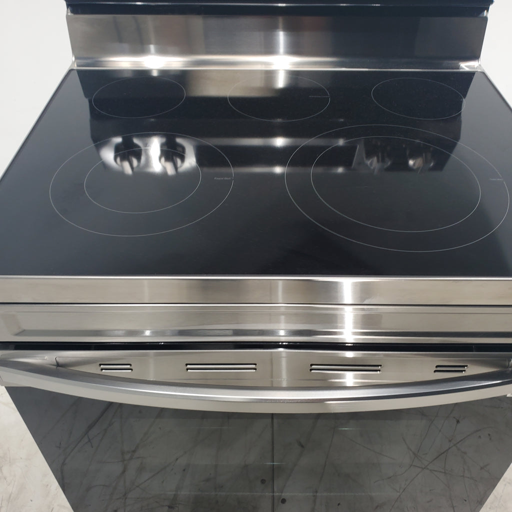 Pictures of Samsung 6.3 cu. ft. Smart Freestanding Electric Range with No-Preheat Air Fry & Convection in Stainless Steel - Scratch & Dent - Minor - Neu Appliance Outlet - Discount Appliance Outlet in Austin, Tx