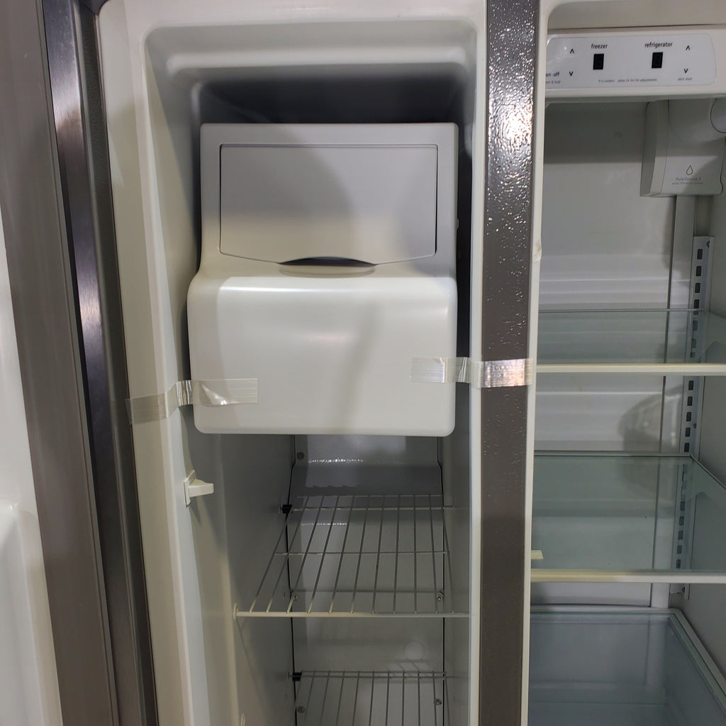 Pictures of 33 in. Wide Fingerprint-Resistant EasyCare Stainless Steel Frigidaire 22.1 cu. ft. Side by Side Refrigerator with External Ice and Water Dispenser - Certified Refurbished - Neu Appliance Outlet - Discount Appliance Outlet in Austin, Tx