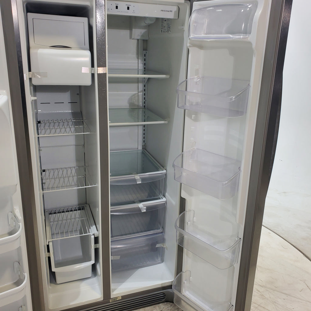 Pictures of 33 in. Wide Fingerprint-Resistant EasyCare Stainless Steel Frigidaire 22.1 cu. ft. Side by Side Refrigerator with External Ice and Water Dispenser - Certified Refurbished - Neu Appliance Outlet - Discount Appliance Outlet in Austin, Tx