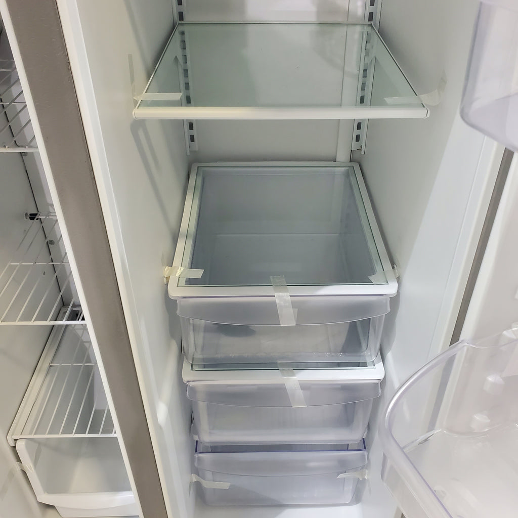 Pictures of 33 in. Wide Fingerprint-Resistant EasyCare Stainless Steel Frigidaire 22.1 cu. ft. Side by Side Refrigerator with External Ice and Water Dispenser - Certified Refurbished - Neu Appliance Outlet - Discount Appliance Outlet in Austin, Tx