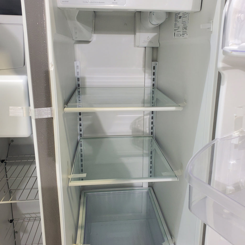 Pictures of 33 in. Wide Fingerprint-Resistant EasyCare Stainless Steel Frigidaire 22.1 cu. ft. Side by Side Refrigerator with External Ice and Water Dispenser - Certified Refurbished - Neu Appliance Outlet - Discount Appliance Outlet in Austin, Tx