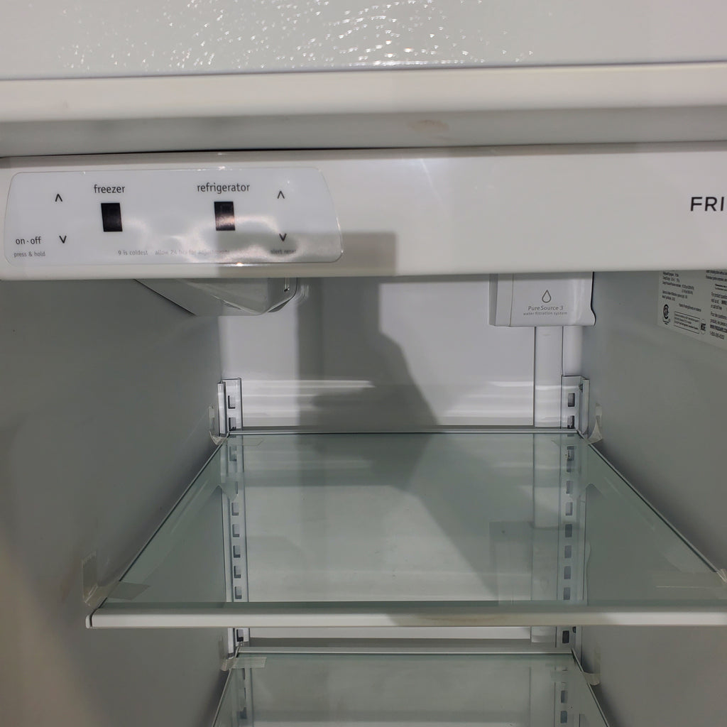 Pictures of Pearl White Frigidaire 25.5 cu. ft. Side by Side Refrigerator with Exterior Ice and Water Dispenser - Certified Refurbished - Neu Appliance Outlet - Discount Appliance Outlet in Austin, Tx