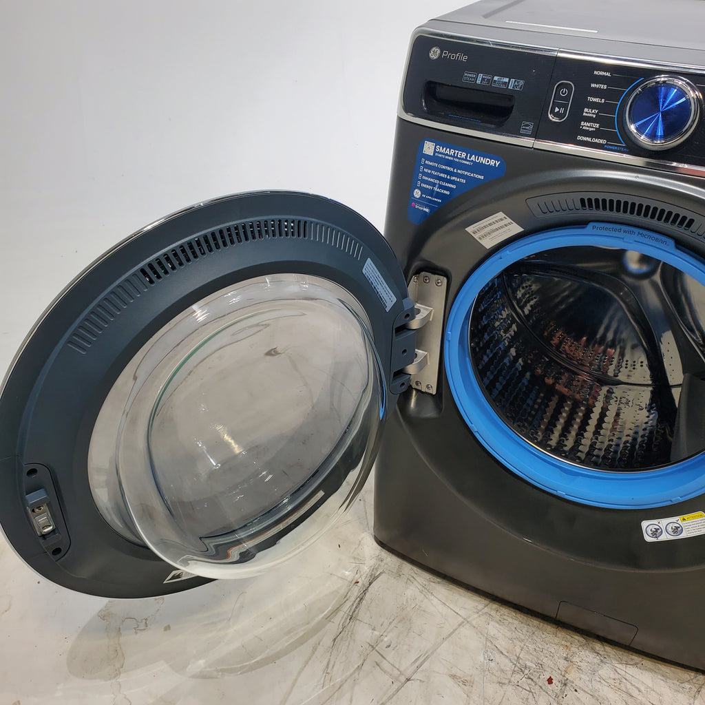 Pictures of GE Profile 5.3 cu. ft. Smart Front Load Washer in Carbon Graphite with OdorBlock UltraFresh Vent System and Carbon Graphite ENERGY STAR GE 7.8 cu. ft. Front Load Gas Dryer with Power Steam- Scratch & Dent - Minor - Neu Appliance Outlet - Discount Appliance Outlet in Austin, Tx