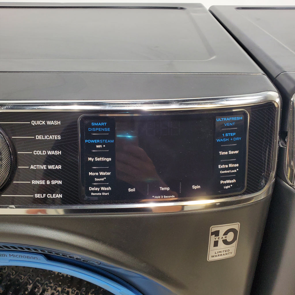 Pictures of GE Profile 5.3 cu. ft. Smart Front Load Washer in Carbon Graphite with OdorBlock UltraFresh Vent System and Carbon Graphite ENERGY STAR GE 7.8 cu. ft. Front Load Gas Dryer with Power Steam- Scratch & Dent - Minor - Neu Appliance Outlet - Discount Appliance Outlet in Austin, Tx