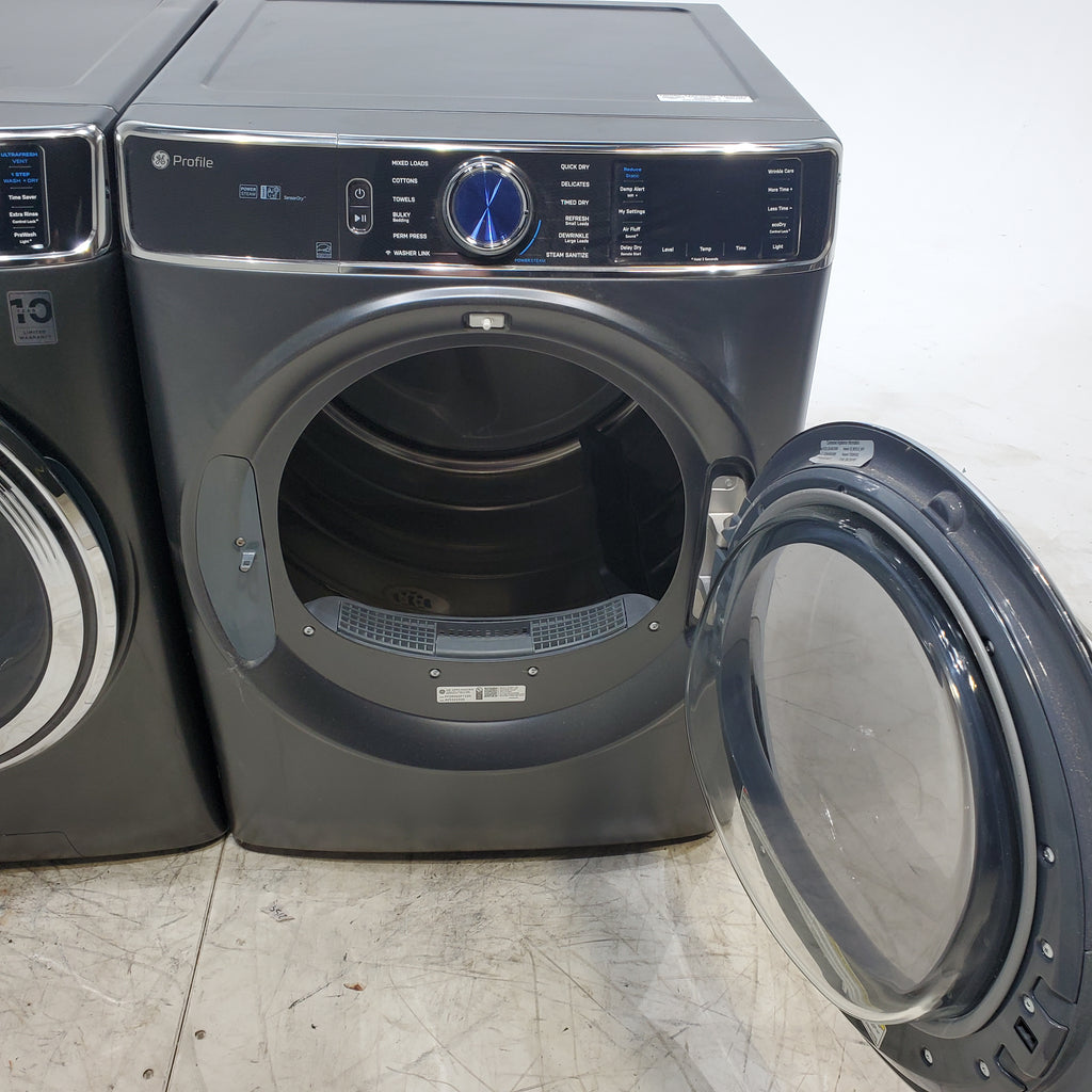 Pictures of GE Profile 5.3 cu. ft. Smart Front Load Washer in Carbon Graphite with OdorBlock UltraFresh Vent System and Carbon Graphite ENERGY STAR GE 7.8 cu. ft. Front Load Gas Dryer with Power Steam- Scratch & Dent - Minor - Neu Appliance Outlet - Discount Appliance Outlet in Austin, Tx