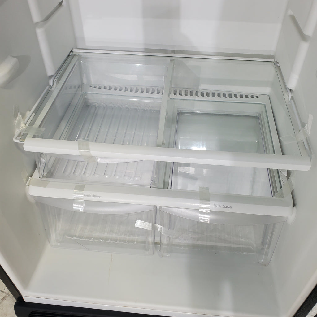 Pictures of 30" Wide Frigidaire Black 18 cu ft  Top and Bottom Refrigerator with Adjustable Shelving and Ice Maker - Certified Refurbished - Neu Appliance Outlet - Discount Appliance Outlet in Austin, Tx