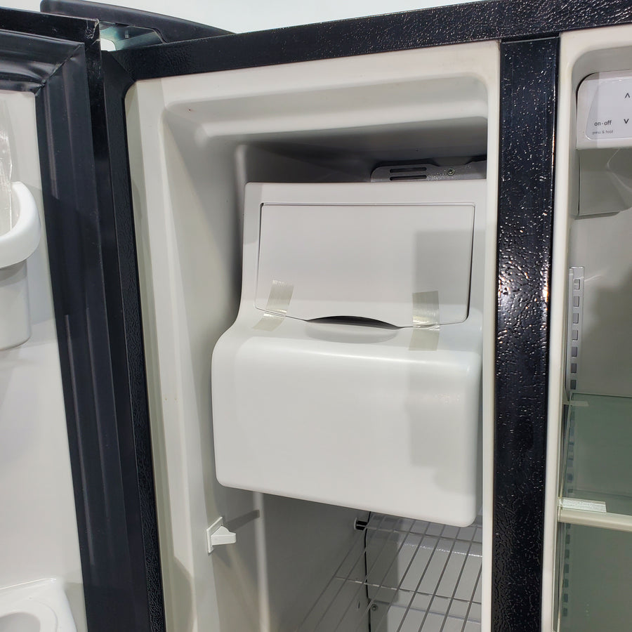 33" Wide Ebony Black Frigidaire 22.1 cu. ft. Side by Side Refrigerator with External Ice and Water Dispenser - Certified Refurbished