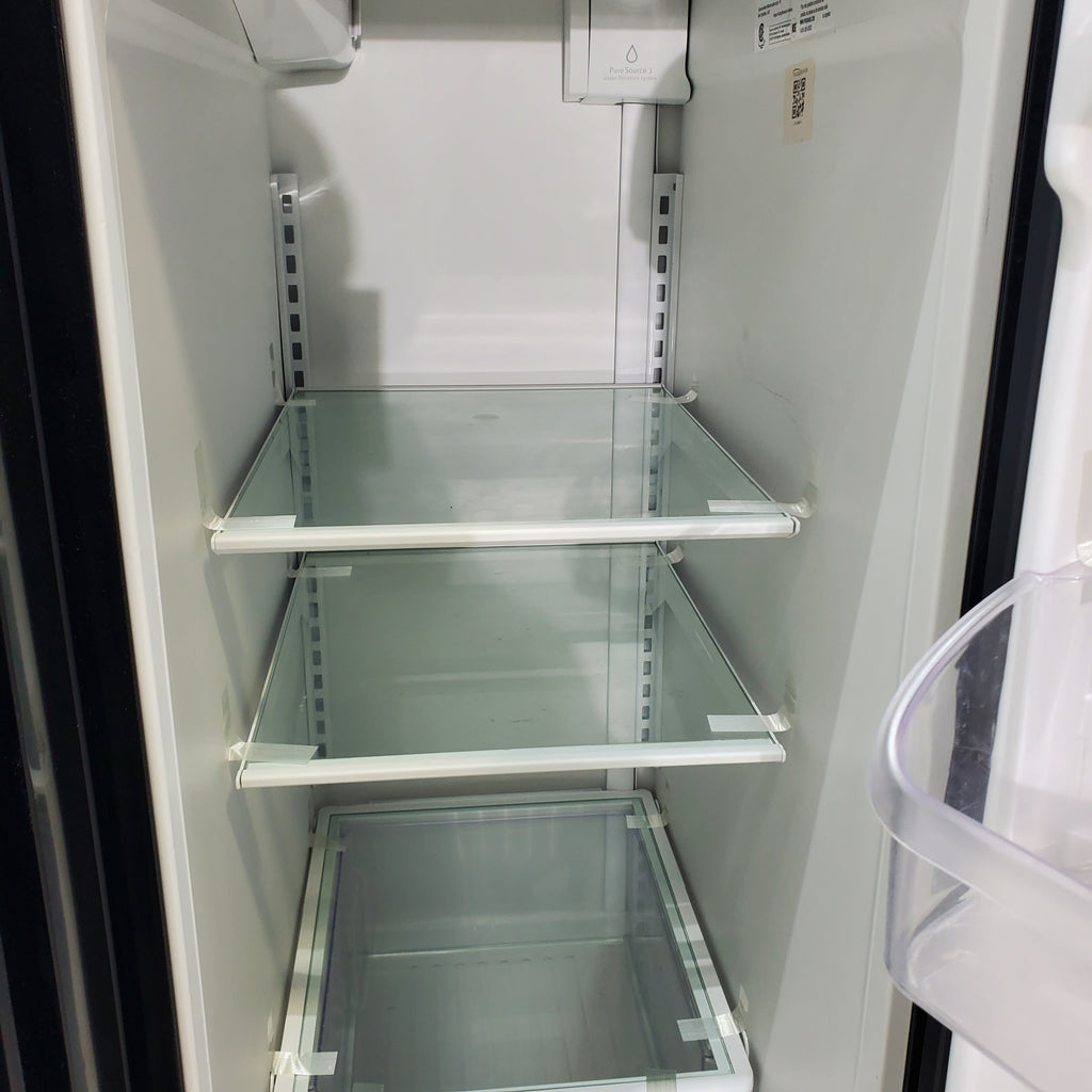 Pictures of 33" Wide Ebony Black Frigidaire 22.1 cu. ft. Side by Side Refrigerator with External Ice and Water Dispenser - Certified Refurbished - Neu Appliance Outlet - Discount Appliance Outlet in Austin, Tx