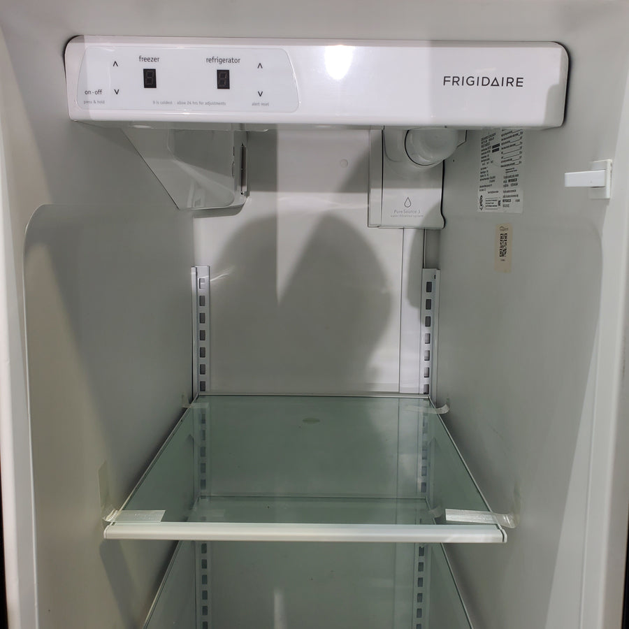33" Wide Ebony Black Frigidaire 22.1 cu. ft. Side by Side Refrigerator with External Ice and Water Dispenser - Certified Refurbished