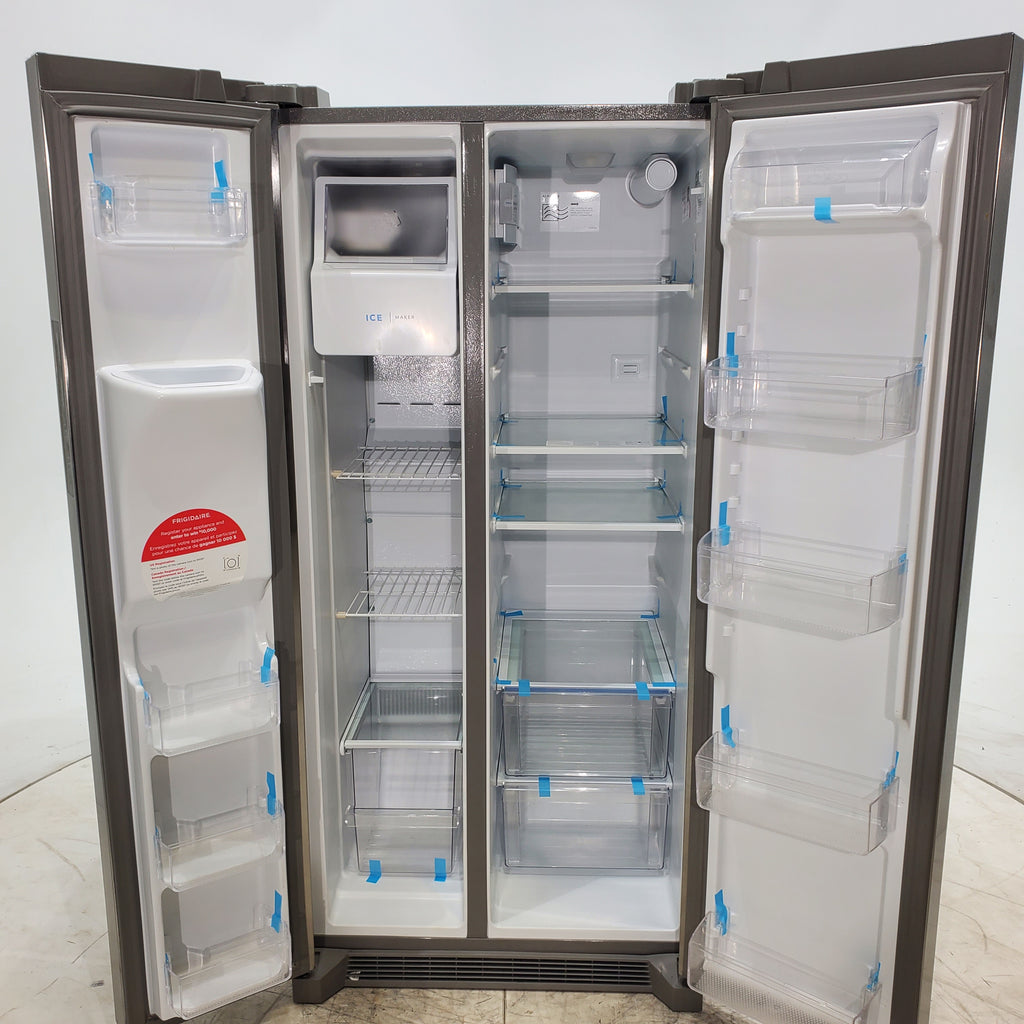 Pictures of 33" Wide Stainless Steel Frigidaire 22.3 cu. ft. ENERGY STAR Side by Side Refrigerator with Exterior Water and Ice Dispenser - Scratch & Dent - Minor - Neu Appliance Outlet - Discount Appliance Outlet in Austin, Tx