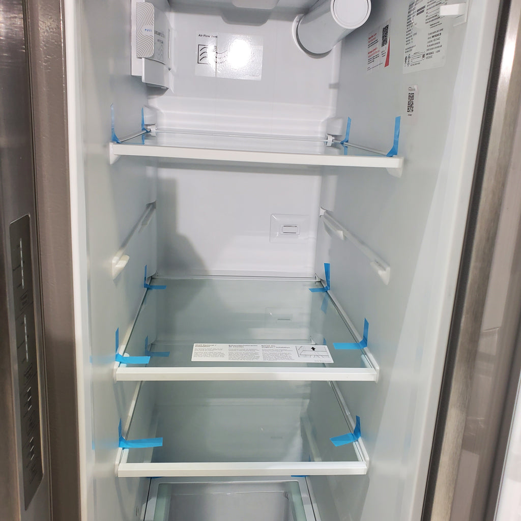 Pictures of 33" Wide Stainless Steel Frigidaire 22.3 cu. ft. ENERGY STAR Side by Side Refrigerator with Exterior Water and Ice Dispenser - Scratch & Dent - Minor - Neu Appliance Outlet - Discount Appliance Outlet in Austin, Tx