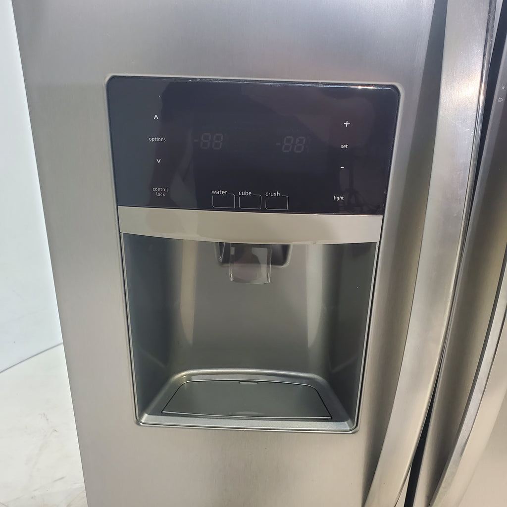 Pictures of Smudge-Proof Stainless Steel ENERGY STAR Frigidaire Gallery 25.6 cu. ft. Side by Side Refrigerator with External Water and Ice Dispenser - Certified Refurbished - Neu Appliance Outlet - Discount Appliance Outlet in Austin, Tx