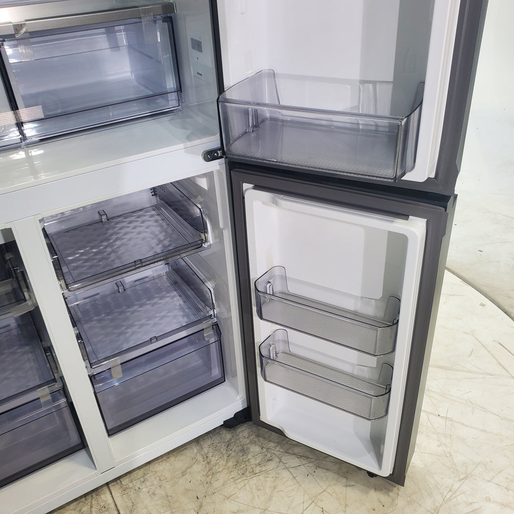 Pictures of Stainless Steel Samsung Bespoke Counter-depth 22.5-cu ft 4-Door Smart French Door ENERGY STAR Refrigerator with Dual Ice Maker and Water Dispenser and Door within Door - Scratch & Dent - Minor - Neu Appliance Outlet - Discount Appliance Outlet in Austin, Tx