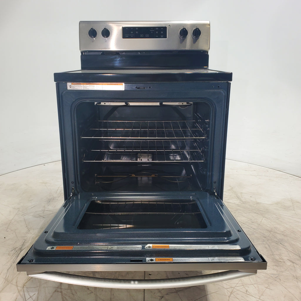 Pictures of Stainless Steel Whirlpool 5.3 cu. ft. 5 Heating Element Freestanding Electric Range with FlexHeat Dual Radiant Element and Frozen Bake Technology- Certified Refurbished - Neu Appliance Outlet - Discount Appliance Outlet in Austin, Tx