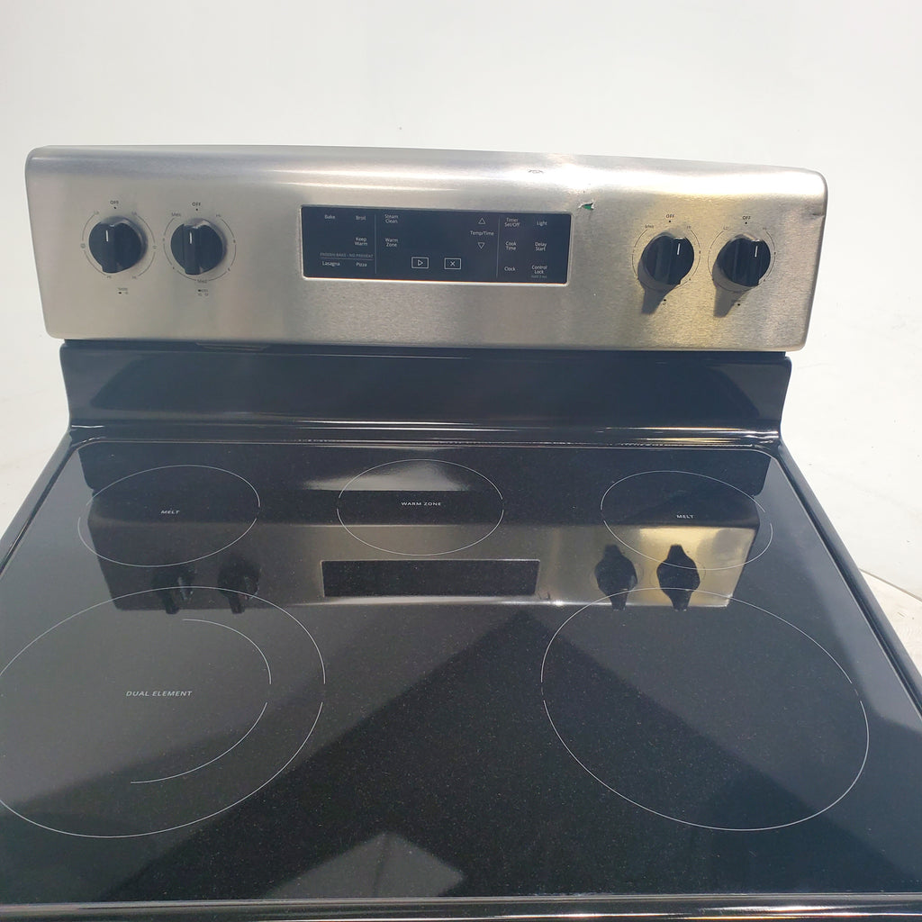 Pictures of Stainless Steel Whirlpool 5.3 cu. ft. 5 Heating Element Freestanding Electric Range with FlexHeat Dual Radiant Element and Frozen Bake Technology- Certified Refurbished - Neu Appliance Outlet - Discount Appliance Outlet in Austin, Tx