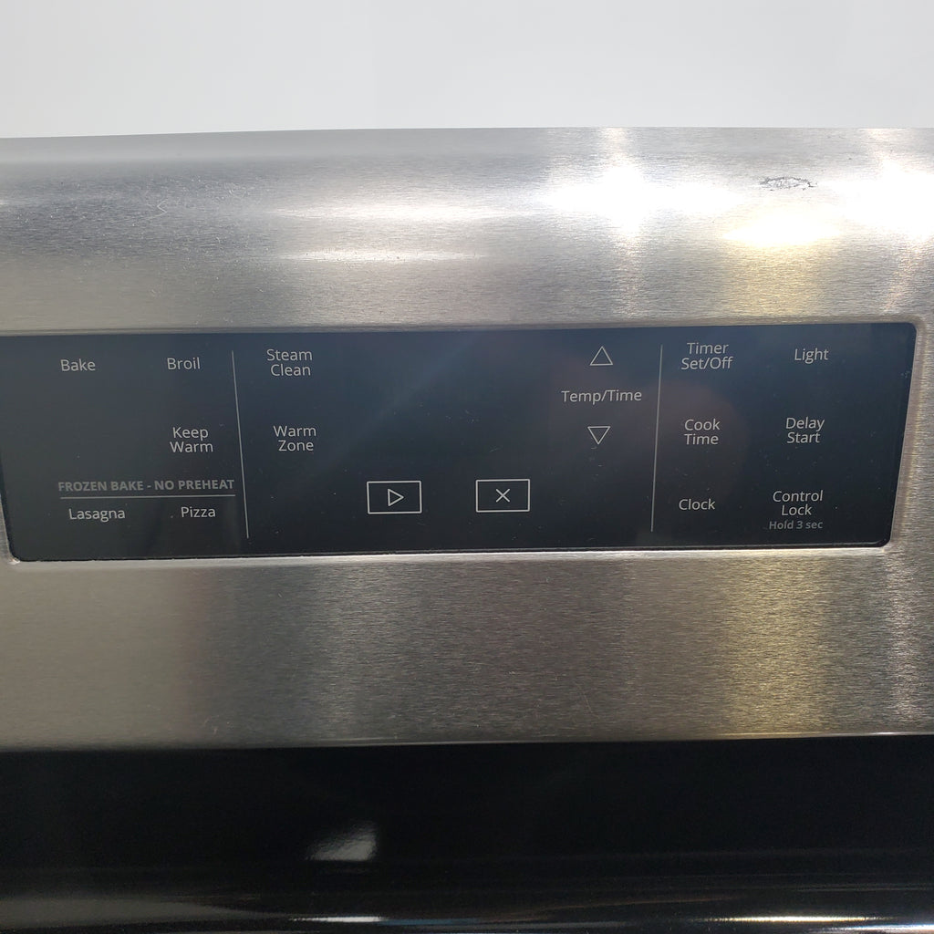 Pictures of Stainless Steel Whirlpool 5.3 cu. ft. 5 Heating Element Freestanding Electric Range with FlexHeat Dual Radiant Element and Frozen Bake Technology- Certified Refurbished - Neu Appliance Outlet - Discount Appliance Outlet in Austin, Tx