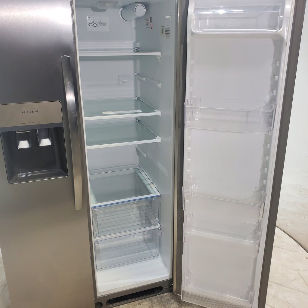 Pictures of Stainless Steel ENERGY STAR Frigidaire 25.6 cu. ft. Side by Side Refrigerator with Exterior Water and Ice Dispenser - Scratch & Dent - Moderate - Neu Appliance Outlet - Discount Appliance Outlet in Austin, Tx