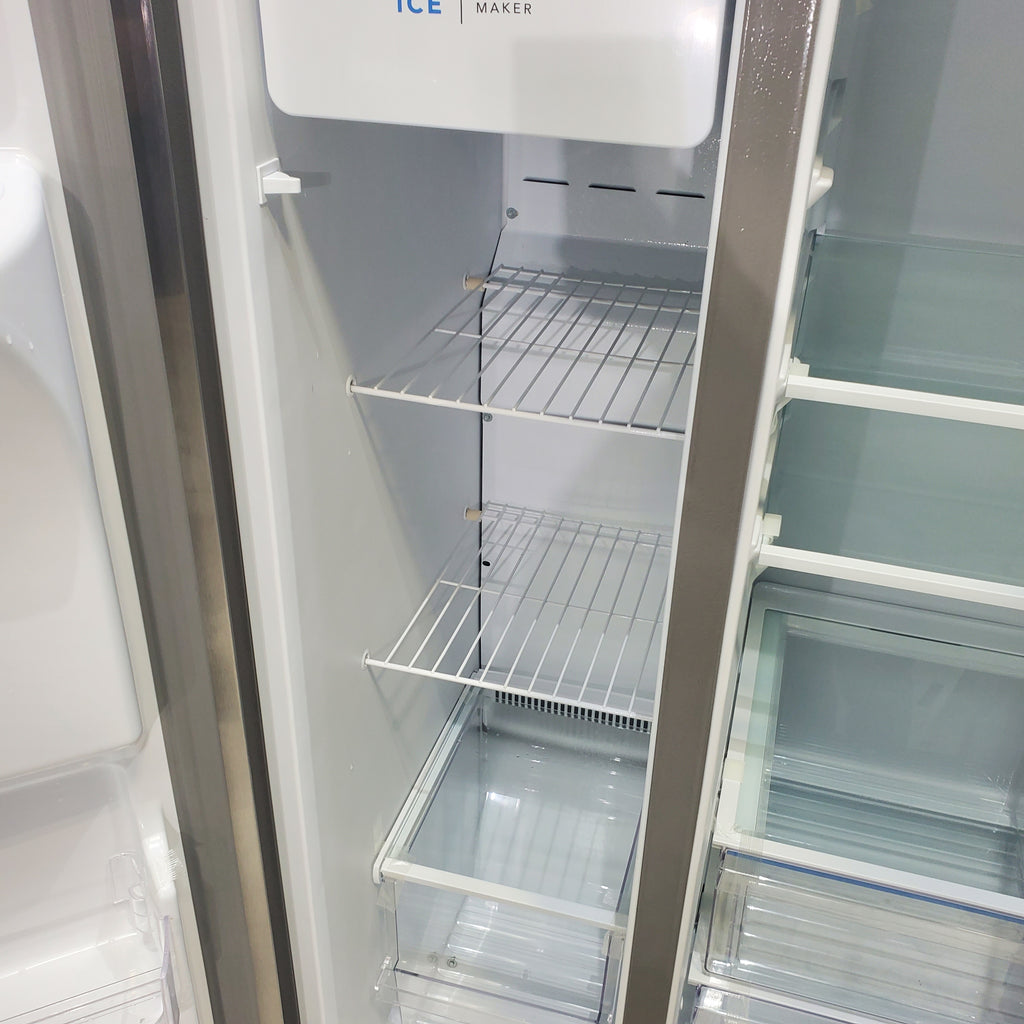 Pictures of Stainless Steel ENERGY STAR Frigidaire 25.6 cu. ft. Side by Side Refrigerator with Exterior Water and Ice Dispenser - Scratch & Dent - Minor - Neu Appliance Outlet - Discount Appliance Outlet in Austin, Tx