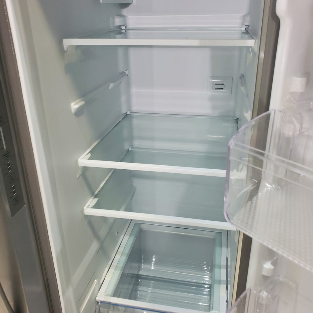 Pictures of Stainless Steel ENERGY STAR Frigidaire 25.6 cu. ft. Side by Side Refrigerator with Exterior Water and Ice Dispenser - Scratch & Dent - Minor - Neu Appliance Outlet - Discount Appliance Outlet in Austin, Tx