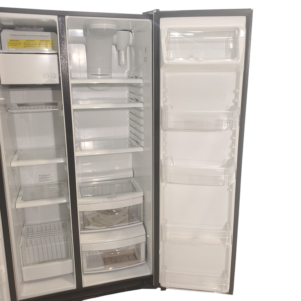 Pictures of GE Stainless Steel 21.9 Cu. Ft. Counter-Depth Side-By-Side Refrigerator with Fresh Food Multi-Level Drawers - Scratch & Dent - Moderate - Neu Appliance Outlet - Discount Appliance Outlet in Austin, Tx