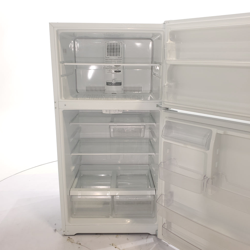 Pictures of 33" Wide GE® White 21.9 Cu. Ft. Garage Ready Top-Freezer Refrigerator - Scratch & Dent - Minor - Neu Appliance Outlet - Discount Appliance Outlet in Austin, Tx