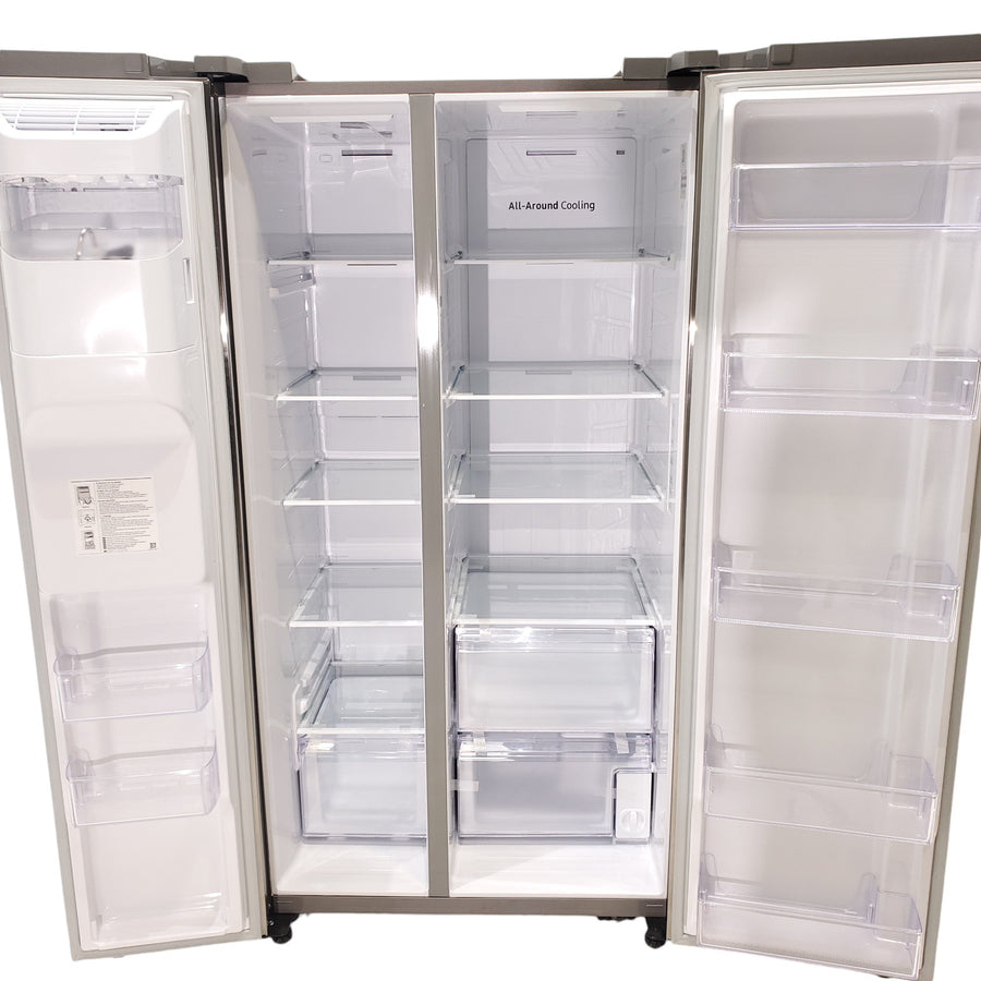 Fingerprint Resistant Stainless Steel ENERGY STAR Samsung 27.4 cu. ft. Side by Side Refrigerator with Exterior Water and Ice Dispenser - Scratch & Dent - Moderate