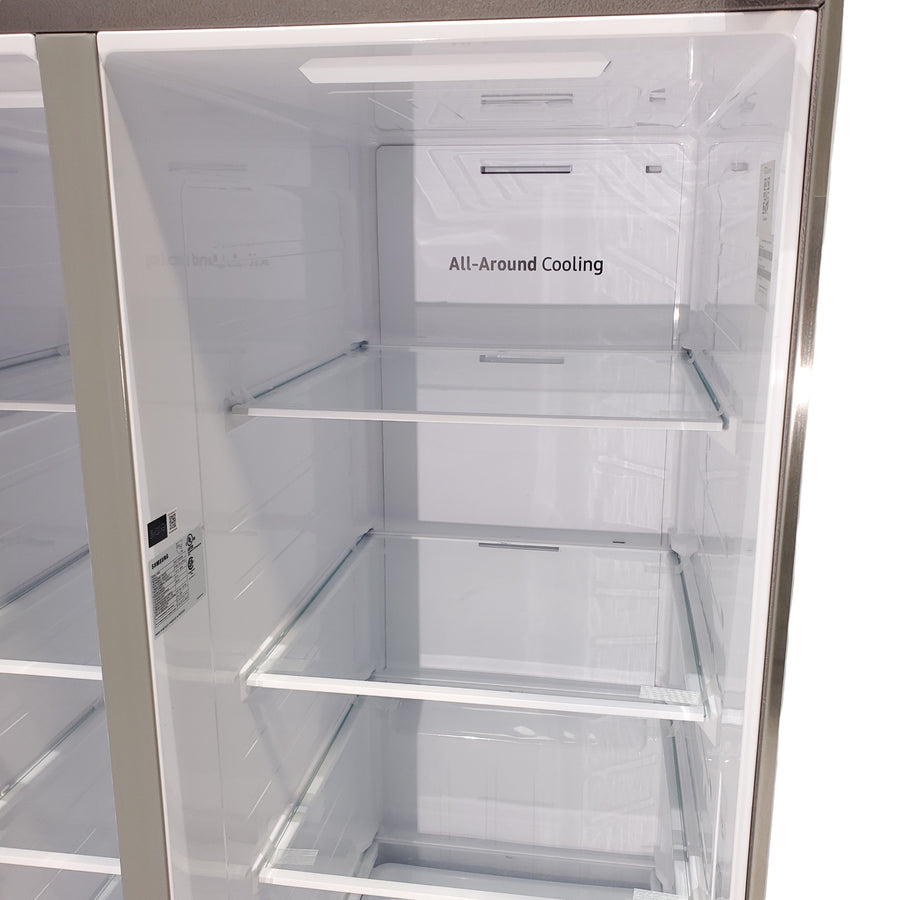 Fingerprint Resistant Stainless Steel ENERGY STAR Samsung 27.4 cu. ft. Side by Side Refrigerator with Exterior Water and Ice Dispenser - Scratch & Dent - Moderate
