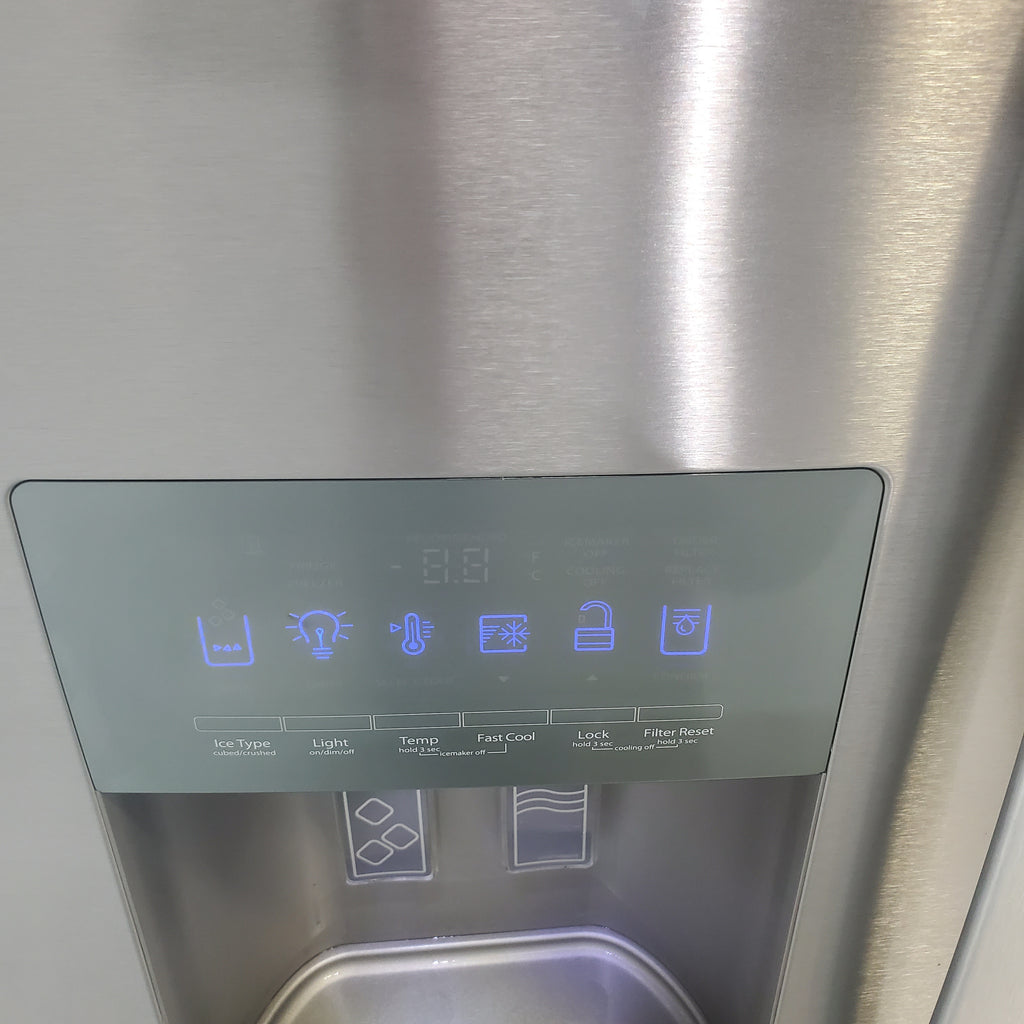 Pictures of French Door Whirlpool Fingerprint Resistant Stainless Steel ENERGY STAR 25 cu ft Refrigeraor with Thru Door Ice and Water Dispenser - Scratch & Dent - Minor - Neu Appliance Outlet - Discount Appliance Outlet in Austin, Tx