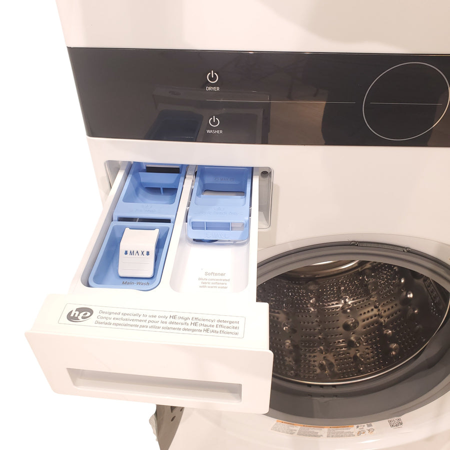 White LG Wash Tower Single Unit Front Load with Center Control™ 4.5 cu. ft. Washer and 7.4 cu. ft. Electric Dryer - Scratch & Dent - Minor