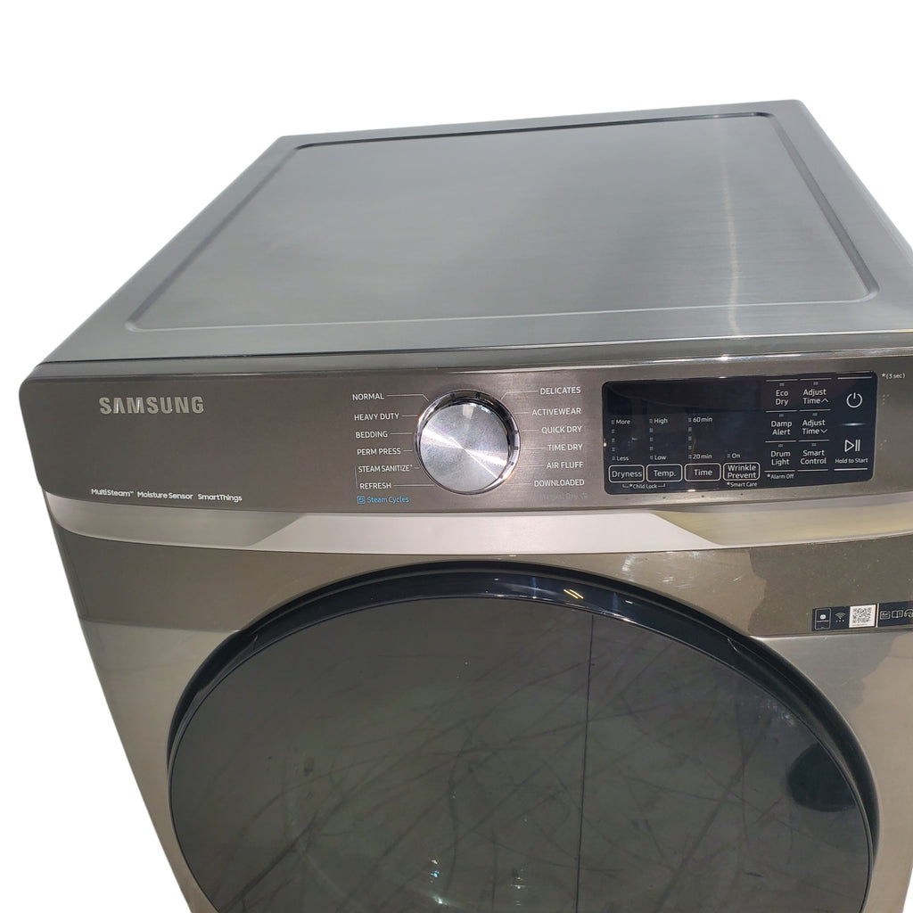 Pictures of Platinum Samsung 7.5 cu. ft. Front Load Electric Dryer with Steam- Scratch & Dent - Minor - Neu Appliance Outlet - Discount Appliance Outlet in Austin, Tx