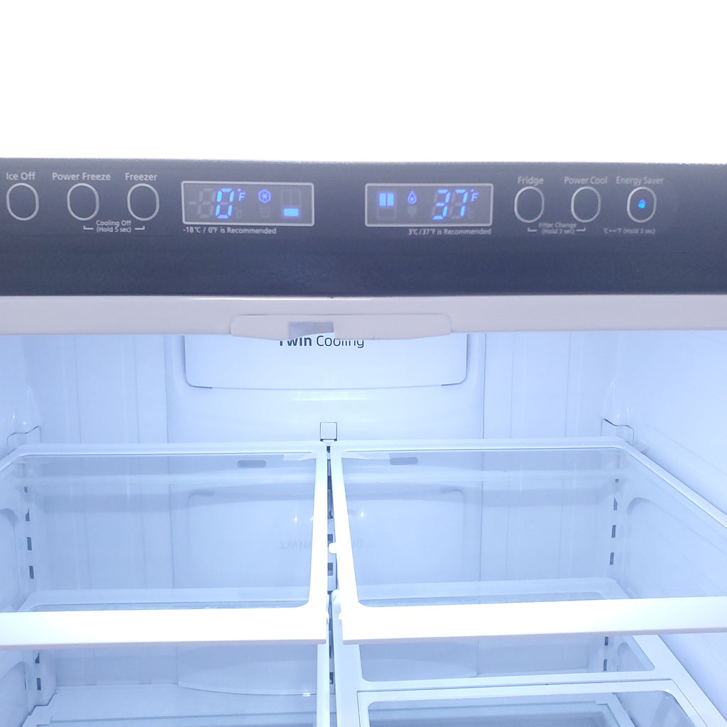 Pictures of Black Samsung ENERGY STAR 25.5 cu ft French Door Refrigerator with Twin Cooling Plus and High-intensive LED Lighting - Certified Refurbished - Neu Appliance Outlet - Discount Appliance Outlet in Austin, Tx