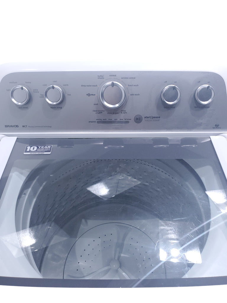 Pictures of Neu Elite Maytag Bravos High Capacity Impeller Washer & Electric Dryer Set: 4.3 cu. ft. High Capacity Impeller Washer With Extra Water Cycle / Option & 7.0 cu. ft. Electric 220v Dryer With Auto Sensor Dry  - Certified Refurbished - Neu Appliance Outlet - Discount Appliance Outlet in Austin, Tx