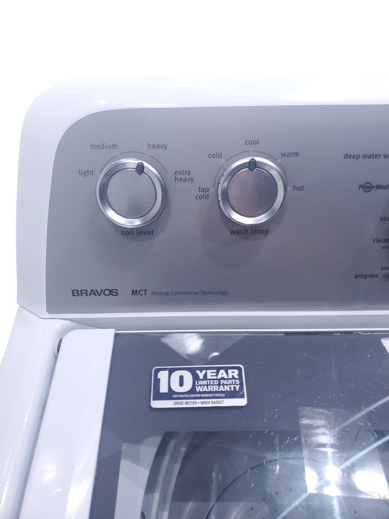 Pictures of Neu Elite Maytag Bravos High Capacity Impeller Washer & Electric Dryer Set: 4.3 cu. ft. High Capacity Impeller Washer With Extra Water Cycle / Option & 7.0 cu. ft. Electric 220v Dryer With Auto Sensor Dry  - Certified Refurbished - Neu Appliance Outlet - Discount Appliance Outlet in Austin, Tx