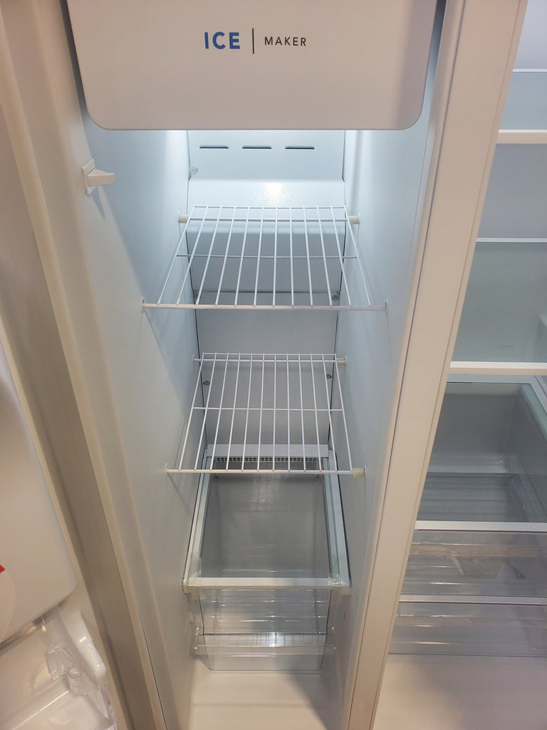 Pictures of 36 1/8" Wide White Frigidaire 25.6 cu. ft. Side by Side Refrigerator with Exterior Ice and Water Dispenser - Scratch and Dent - Minor - Neu Appliance Outlet - Discount Appliance Outlet in Austin, Tx