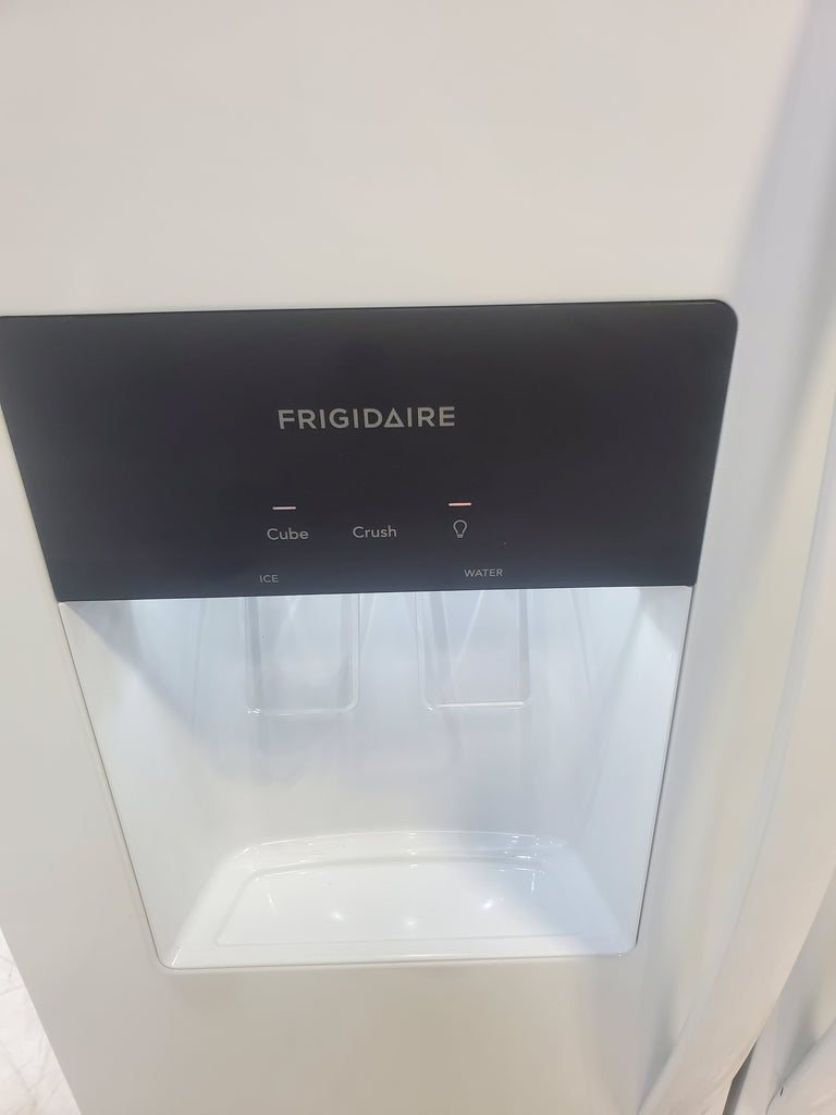 Pictures of 36 1/8" Wide White Frigidaire 25.6 cu. ft. Side by Side Refrigerator with Exterior Ice and Water Dispenser - Scratch and Dent - Minor - Neu Appliance Outlet - Discount Appliance Outlet in Austin, Tx