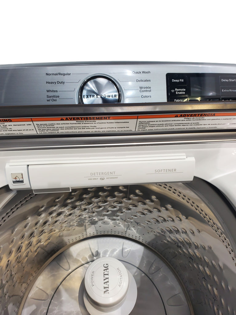 Pictures of Maytag ENERGY STAR 5.2 cu. ft. Top Load Agitator Washing Machine with Extra Power Button and ENERGY STAR Maytag Smart Capable 7.4 cu. ft. Electric Steam Dryer with Extra Power Button - Open Box - Neu Appliance Outlet - Discount Appliance Outlet in Austin, Tx